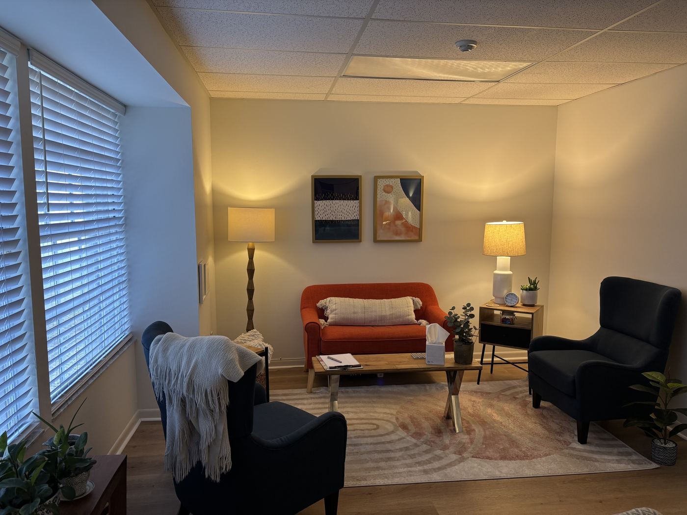 Private office with desk and reading chair